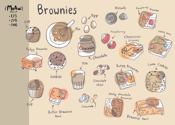 Download Sweet Brownies Hand Draw Cartoon Cute - Cute Collection