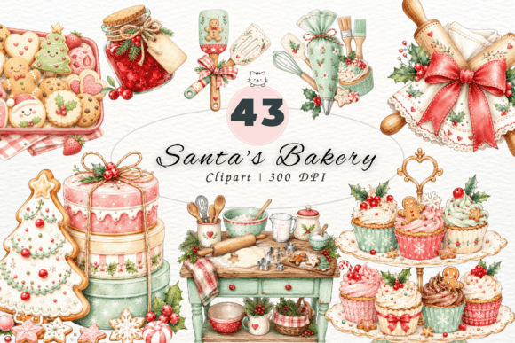 Download Cute Santa's Bakery Clipart,Christmas - Bakery Collection