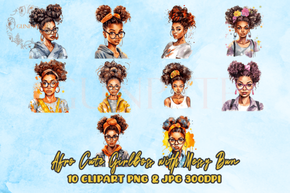 Download Afro Cute Girlboss with Messy Bun - Cute Collection