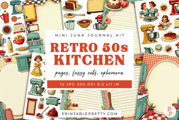 Download Retro 50s Kitchen Junk Journal Kit - Kitchen Collection