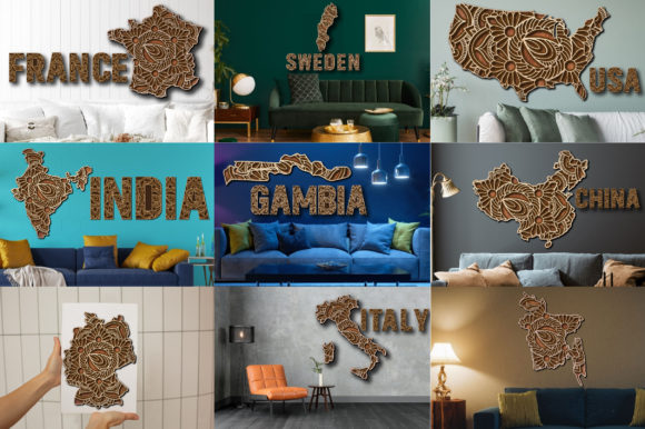 Download Personalized 100 Countries Map Laser Cut - Personal Collection